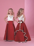 cute princess Design Embroider White And Red wholesale Dress For Flower Girl