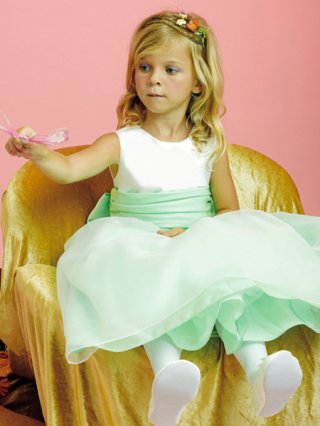 Lovely round neck Aqua Cheap little princess Design Sash Dress For Flower Girl
