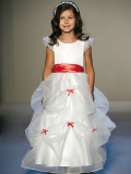 New design Puffed Skirt red sash Cheap fashion Design Dress For Flower Girl