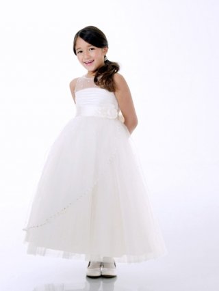 Fairy Puffed Skirt Cheap strapless fashion Design Sleeveless White Dress For Flower Girl