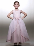 Hot Sale cute/ pretty Pink Cheap Fashion Bowknot Designer Sash Embroider Dress For Flower Girl