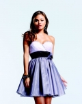 Beautiful Strapless Sweetheart Black Waistband Flower Elastic Satin Mini Cocktail Prom Dress