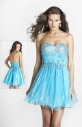 Sky Blue Backless Strapless Sweetheart Sequins Bright Mini / Cocktail Prom Dress