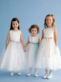 princess Round Neck Design hot sale Sleeveless Sash Dress For Flower Girl