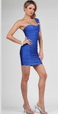 A line One Strap Blue Mini Ruffles Cocktail Dress / Homecoming Dress