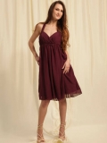 Princess Burgundy Halter Chiffon Style Sweetheart Short/Mini Length Cocktail Dress / Homecoming Dress/Party Dresses(BMD-176)