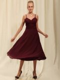 A Spaghetti Straps With Ruched Waist And A Gown Bridesmaid V Neck Dress