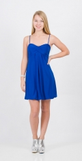 A Line Short Straps Blue Intriguing Satin Sweetheart Cocktail Dress/ Homecoming Dress