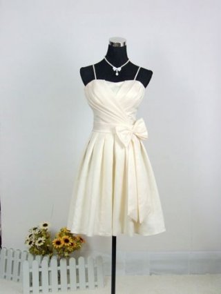 Ivory Spaghetti Straps Knee length Party/ Homecoming/ Cocktail Dress