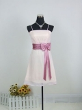 Pink Spaghetti straps Chiffon Bowknot Sash Party/ Homecoming/ Cocktail Dress