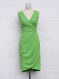 Chiffon V-neck Tea length Sheath/ Column Party/ Homecoming/ Cocktail Dress