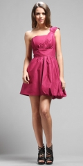 A-line One Shoulder Fushia Cheap fashion short/ mini Design Cocktail Dress