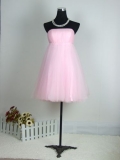 Pink Organza Style Strapless Knee length Party/ Homecoming/ Cocktail Dress