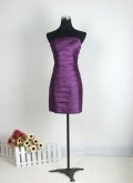 Purple Tiered Layers Satin Strapless Column Party/ Homecoming/ Cocktail Dress