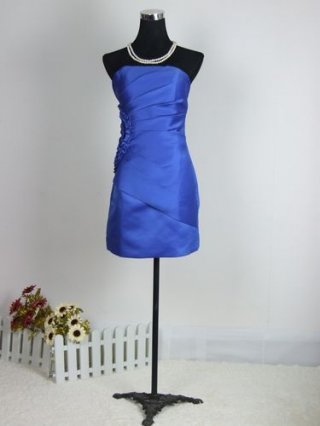 Royal Blue Strapless Sheath/ Column Satin Party/ Homecoming/ Cocktail Dress