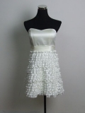 White Strapless Satin Multi-layer Short Bowknot Sash Party/ Homecoming/ Cocktail Dress