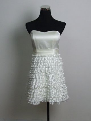 White Strapless Satin Multi-layer Short Bowknot Sash Party/ Homecoming/ Cocktail Dress White Strapless Satin Multi-layer Short Bowknot Sash Party/ Homecoming/ Cocktail Dress