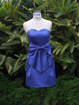 Satin Royal Blue Sweetheart Bowknot Mini Party/ Homecoming/ Cocktail Dress