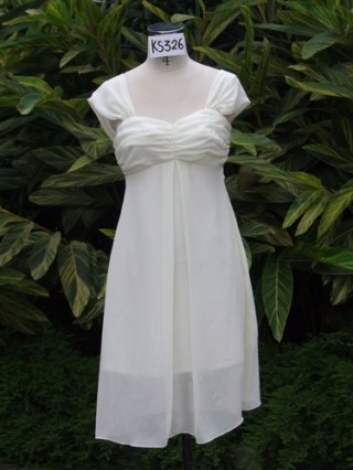 White Chiffon with Straps Ruffled Tea length Party/ Homecoming/ Cocktail Dress