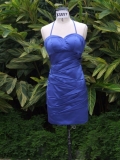 Blue Sweetheart Neckline Tiered Satin Column Homecoming/ Cocktail Dress