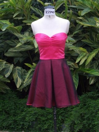 Fuchsia Sweetheart A-line Empire Waist Satin Homecoming/ Cocktail Dress