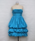 Drap Layered Design Strapless Taffeta Short Homecoming/ Cocktail Dress