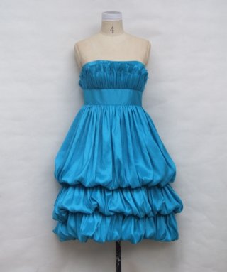 Drap Layered Design Strapless Taffeta Short Homecoming/ Cocktail Dress