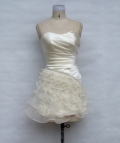 White Strapless Tea length Layer Organza Homecoming/ Cocktail Dress