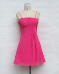 Spaghetti Straps Fuchisa Knee length Chiffon Homecoming/ Cocktail Dress