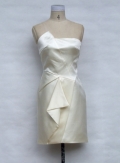 Ivory Stapless Ruffled Satin Knee length Homecoming/ Cocktail Dress
