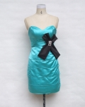 Satin Sweetheart Mid-length with Black Bowknot Homecoming/ Cocktail Dress