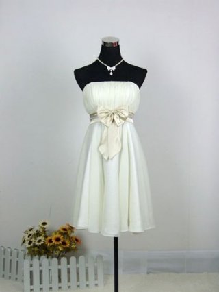 Empire Waist Strapless Sash Bowknot Mid-length Homecoming/ Cocktail Dress
