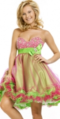 Colorful Sweetheart Waist Pleated Sequins Butterfly Organza Tea Length Homecoming / Cocktail prom Dress