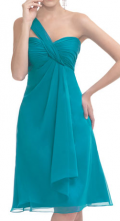 One Strap Short Chiffon light blue A-line pleated Bridesmaid Dress Available in Spring/summer