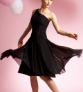 Discount Chiffon chocolate One Strap Tea Length Bridesmaid Dress/ Wedding party derss