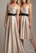 One Strap Wrinkle Satin A-line Hot Sale Homecoming Dress/ Bridesamid Dress