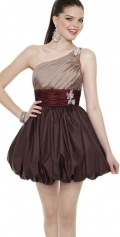 Short/ Mini puffed Style Sation Empire One Strap Rhinestone Bridesmaid/ Cocktail Dress