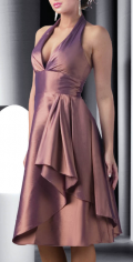 Attractive Sexy Halter V-neck Empire Asymmetric Pleated tea length Bridesmaid Dress/ wedding party dress