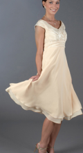 Lovely Flat Couture V-neck Tea length Bridesmaid Dress Available in Spring/summer