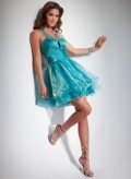 Elegant Organza A-line Ice Blue Halter with Keyhole Short Length Cocktail Dress / Homecoming Dress/Party Dresses