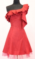 Spring Style A-line One Shoulder Ruffles Sleeveless Short / Mini Taffeta Red Cocktail Dress / Homecoming Dress