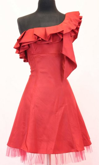 Spring Style A-line One Shoulder Ruffles Sleeveless Short / Mini Taffeta Red Cocktail Dress / Homecoming Dress