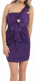 Lovely Bow Taffeta A-line Purple Short cocktail dress/ homecoming dresses