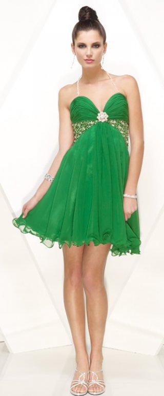 Elegant Chiffon A-line Green Strapless Beaded Short Length Cocktail Dress / Homecoming Dress/ Party Dresses