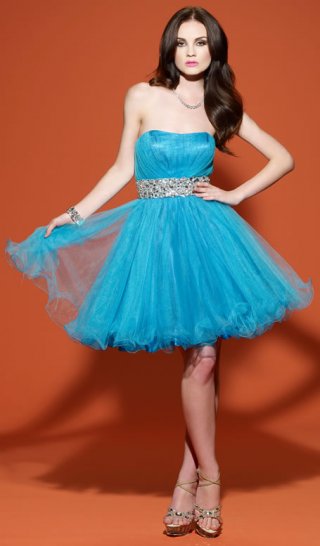 Lovely Beads Organza A-line Ice Blue Short cocktail dress/ homecoming dresses