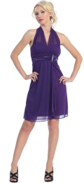 Chiffon A-line Halter Draped Sleeveless Short / Mini Chiffon Royal Blue Cocktail Dress / Homecoming Dress (SZ016002 )