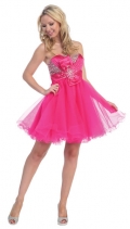 A-line beads ruched fuchsia Sleeveless Short / Mini Taffeta Silver Cocktail Dress / Homecoming Dress (SZ016002 )