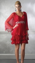 Red Chiffon A-line Tiered Short cocktail dress/ homecoming dresses