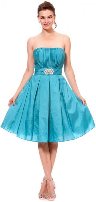 Lovely Strapless Style ice blue taffeta A-line Straight Sleeveless Short Length Cocktail Dresses/ Homecoming Dresses/Party Dress