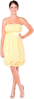 Yellow chiffon a-line Spaghetti Straps short/Mini Length Cocktail Dress / Homecoming Dress/Party Dresses